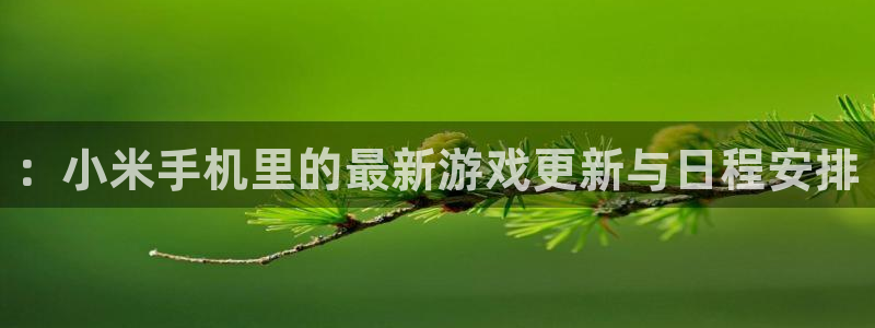 杜邦娱乐怎么注册：：小米手机里的最新游戏更新与日程安排